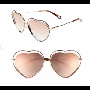 New Chloe Poppy Love Heart Sunglasses retail $420+